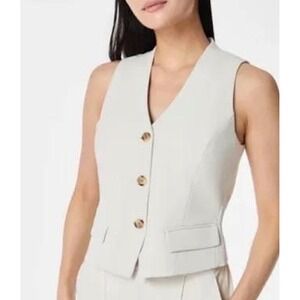 Spanx Opacity Crepe Tailored Vest 1X Parchment Wash 3 Button Closure NEW